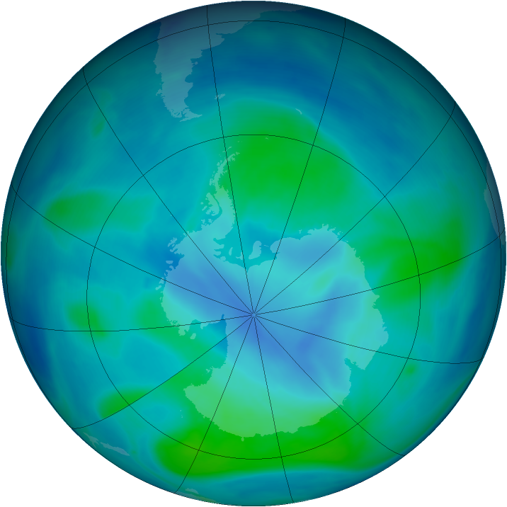 Antarctic ozone map for 19 February 2005